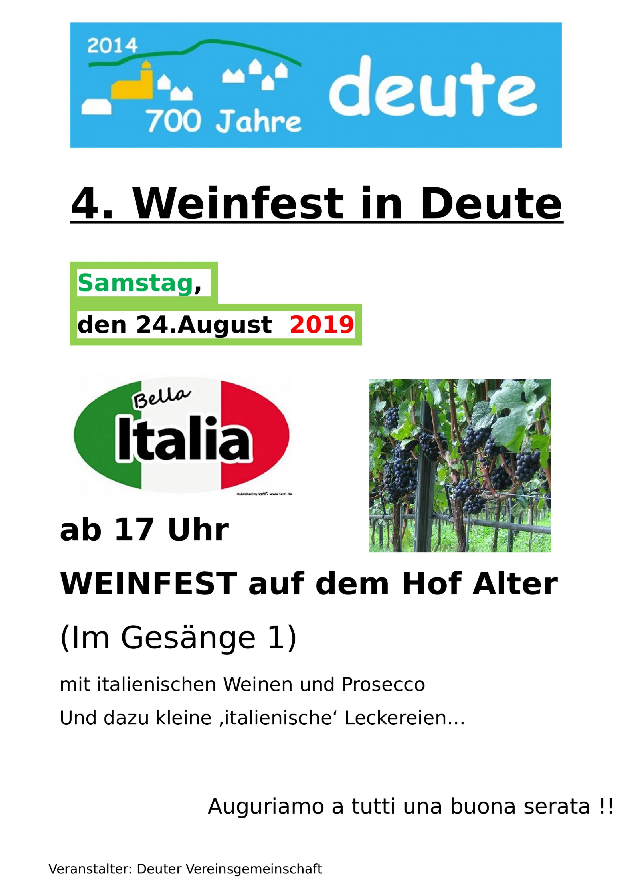 Deute Flyer Weinfest 2019