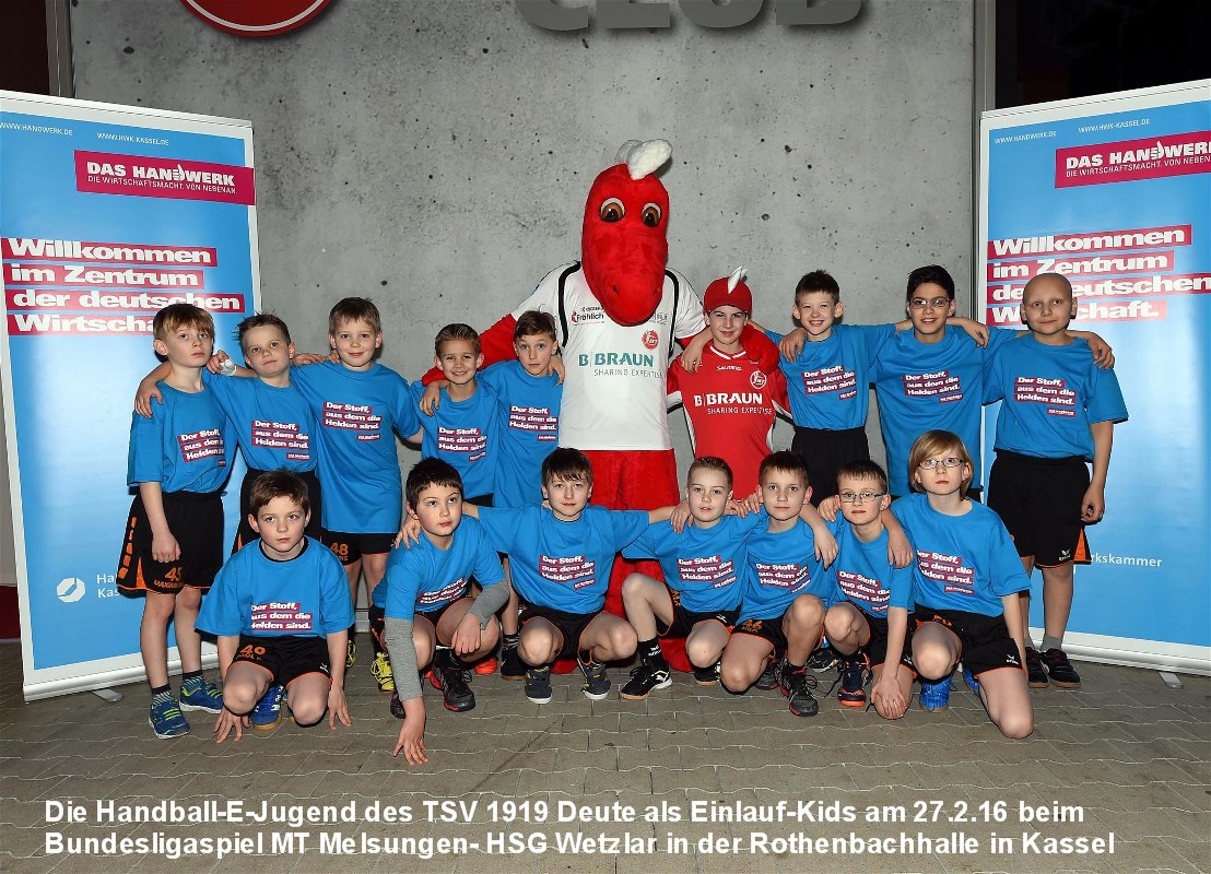 Web TSV Deute Handball E Jugend Einlaufkids am 5.3.16