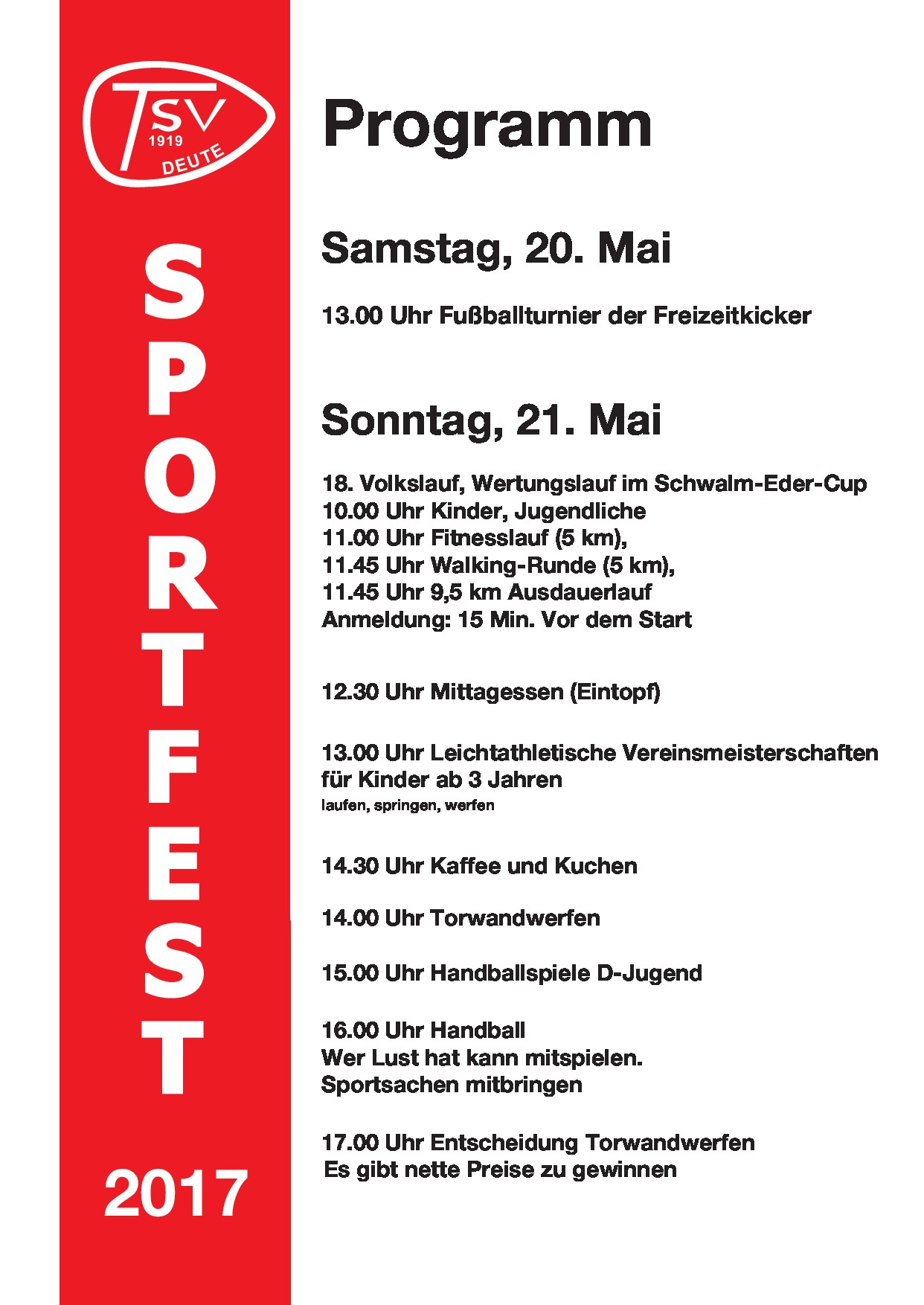 TSV Deute Sportfest Programm 2017