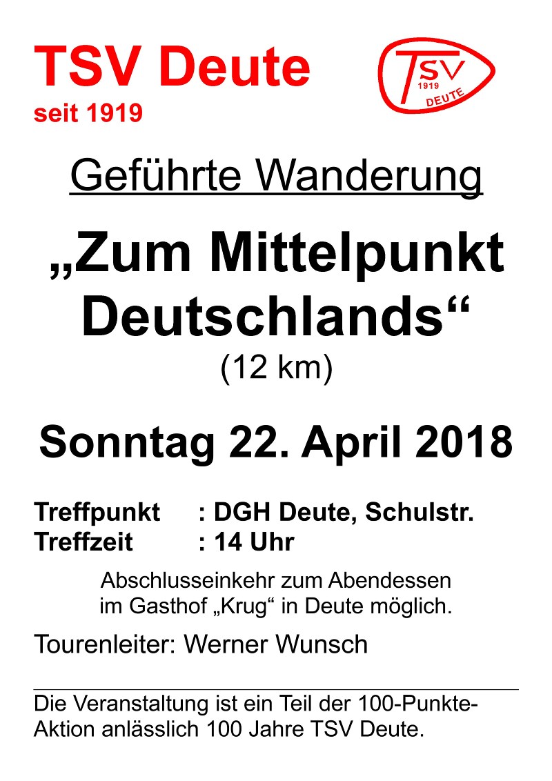 Web Plakat Wandern 1 TSV Deute 2018