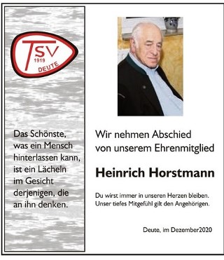 Web Todesanzeige TSV Deute Heini Hostmann 12.2020